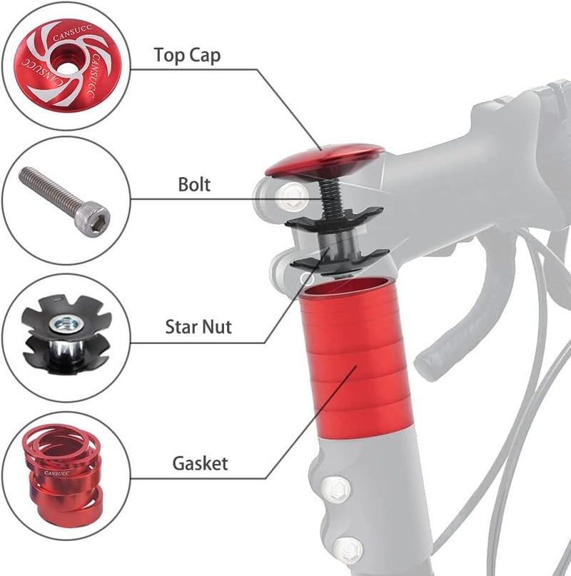 SeonFook 9Pcs Bike Headset Spacer Set, Aluminium Alloy Bicycle Headset Spacer Set Bicycle Front Fork Stem Spacers Kit for MTB BMX Mountain Road Bikes Cycling (1-1/8 inch/28.6mm) - Image 4